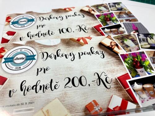 Tématicky vánoční POUKAZY DL číslované pro Barky Ice Cream